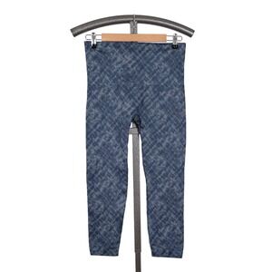 SPANX "Look At Me Now" Leggings Blue Tie Dye Camo Cloud Print Women's Size 1X